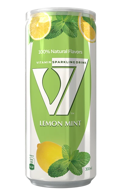 V7 - Vitamin Sparkling Drink - Lemon Mint - 300mL x 24 Pack