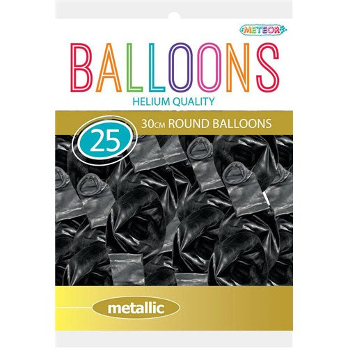 Meteor Party - Balloons 30cm Helium Quality 25pc  Black
