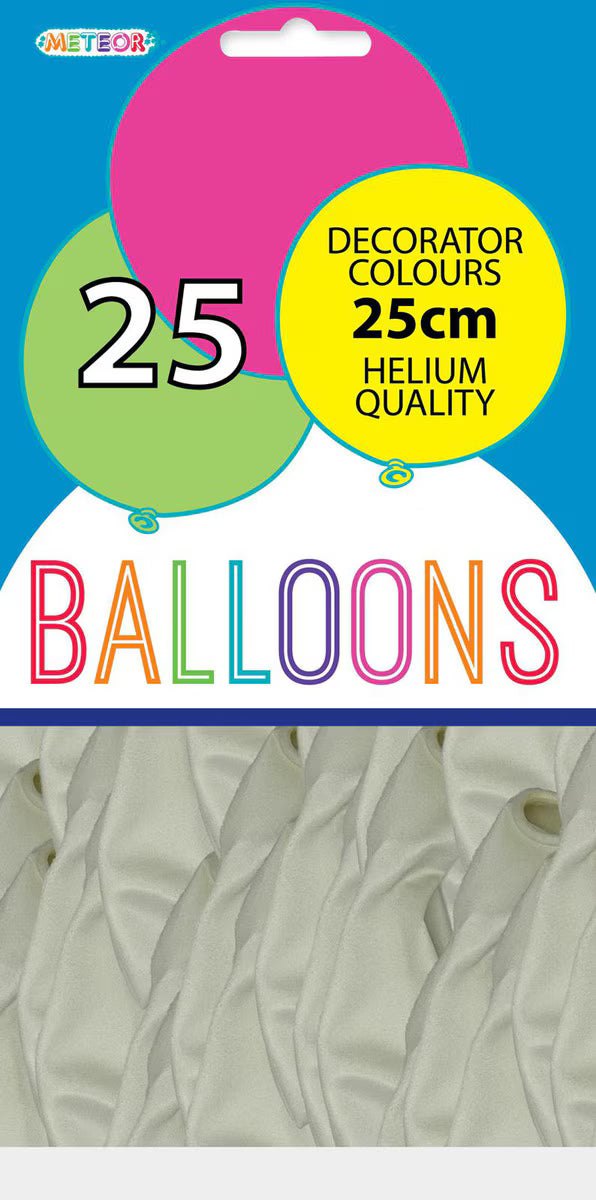 Meteor Party - Balloons 25cm Helium Quality 25pc White