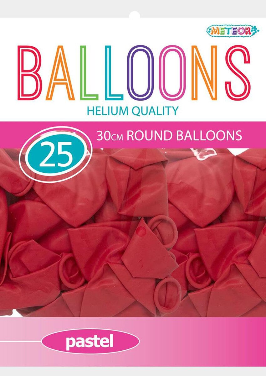 Meteor Party - Balloons 30cm Helium Quality 25pc Pastel Macaron Red