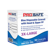 ProSafe Blue Disposable Coverall With Hood & Zipper PP 3XL 50pcs