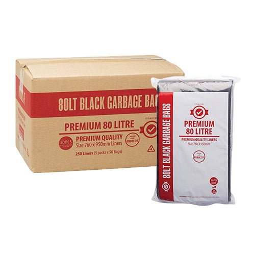 Premium Bin Liner Star Seal Black 80LT