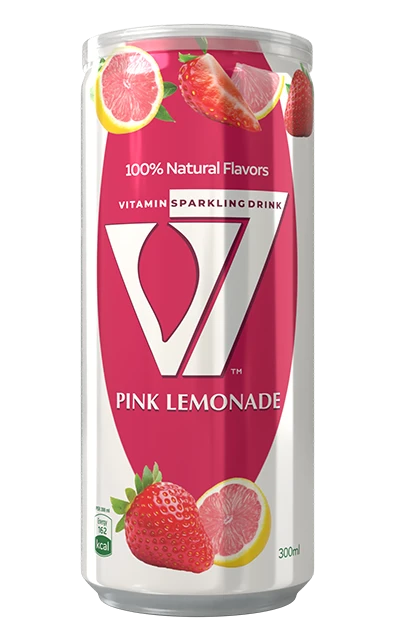 V7 - Vitamin Sparkling Drink - Pink Lemonade - 300mL x 24 Pack