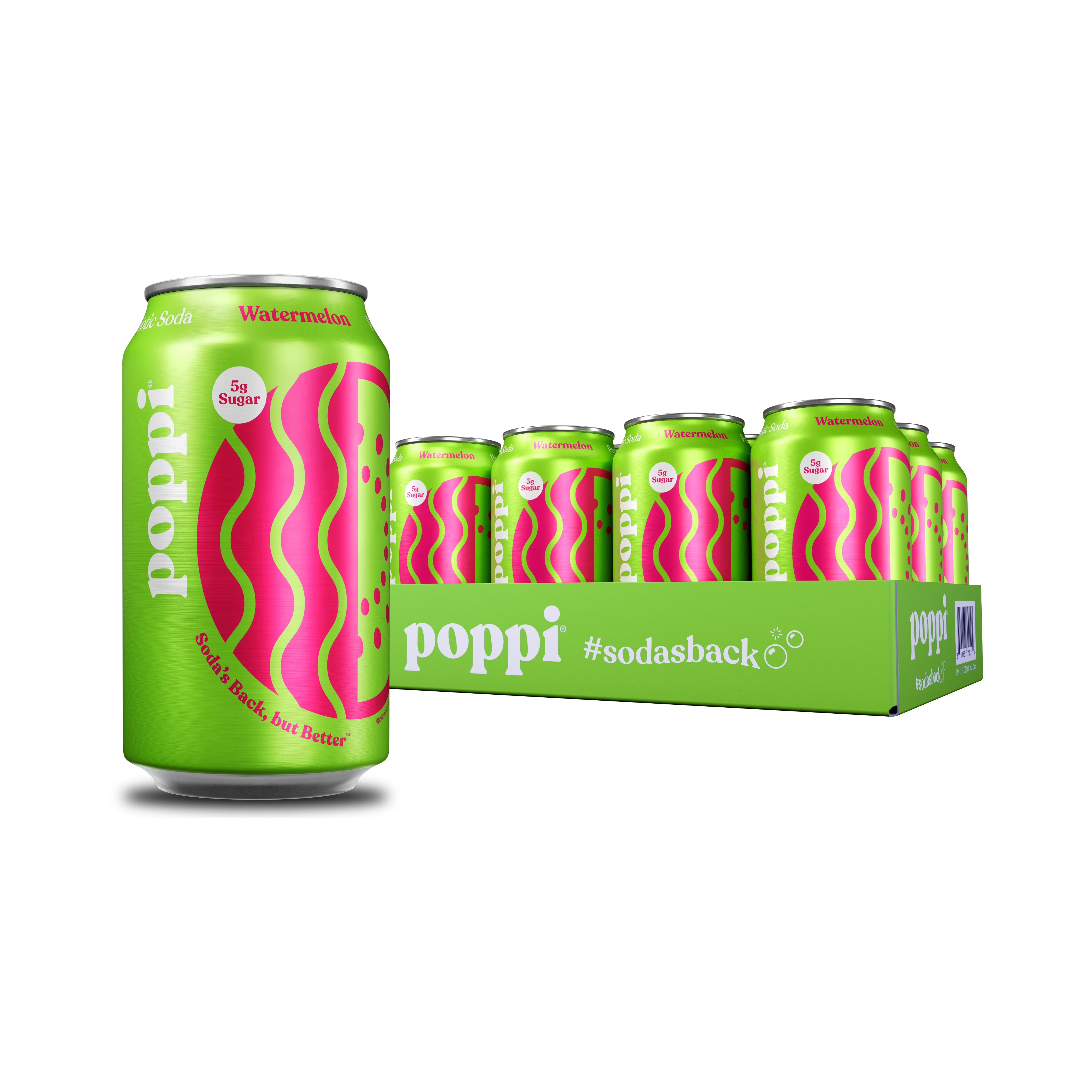 Poppi - Watermelon Prebiotic Soda 355ml x 12 Pack