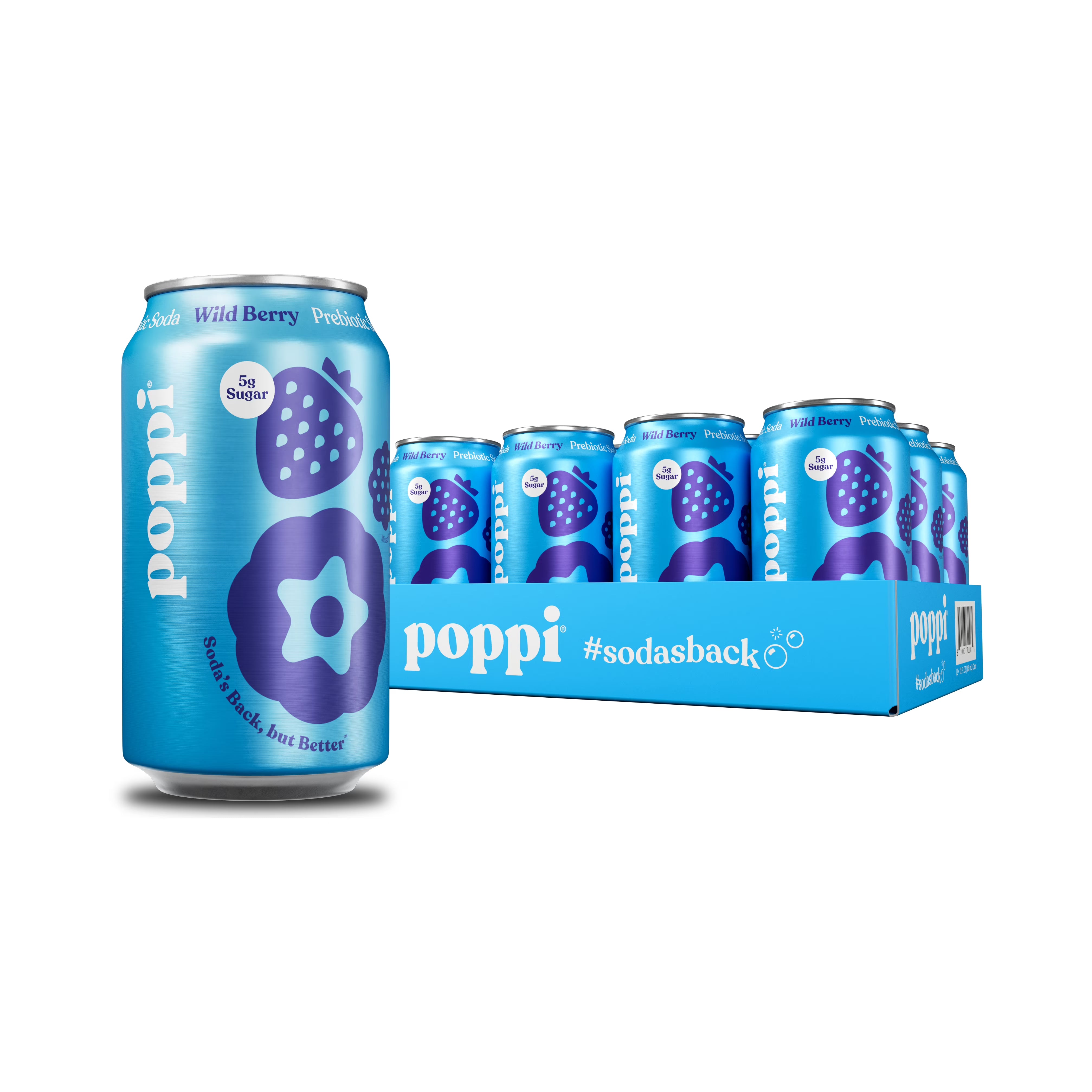 Poppi - Wild Berry Prebiotic Soda 355ml x 12 Pack