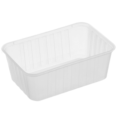 Genfac Ribbed Rectangle Plastic Container Natural 1000ml