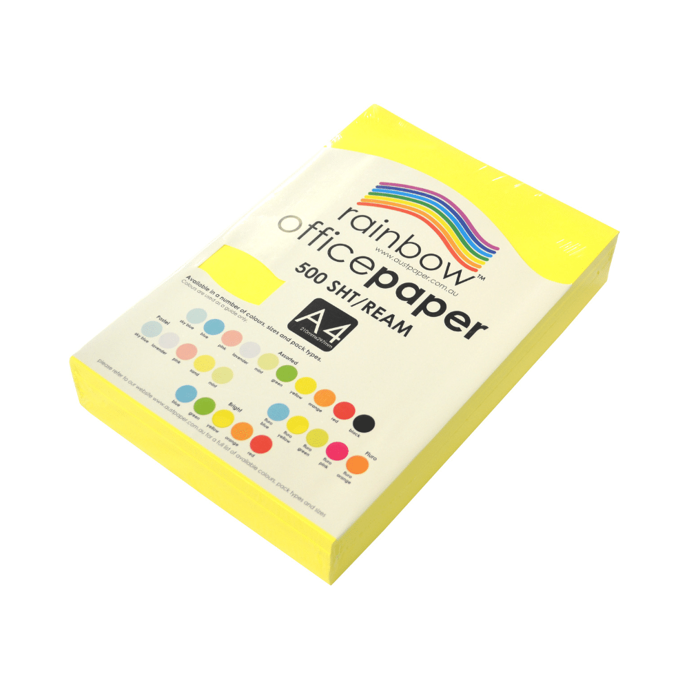 Yellow A4 Fluro Coloured Office Paper 500 Sheets