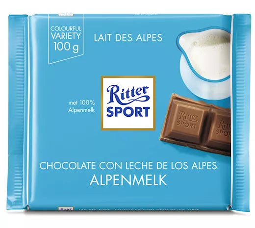 Ritter Sport Chocolate Block - Alpine Milk Chocolate 100g * 12 Pack
