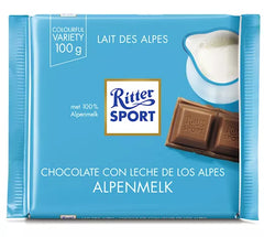 Ritter Sport Chocolate Block - Alpine Milk Chocolate 100g * 12 Pack