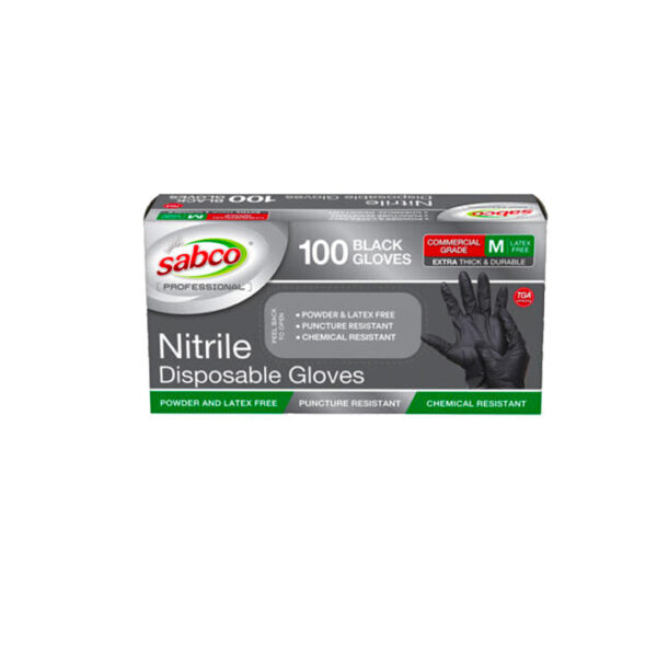 Bundle Sabco Professional Nitrile Black Disposable Gloves Med 10x100pcs