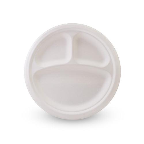 Bundle Future Friendly - Sugarcane 9" 3 Compartment Round Plate 500pc
