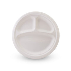 Bundle Future Friendly - Sugarcane 9" 3 Compartment Round Plate 500pc