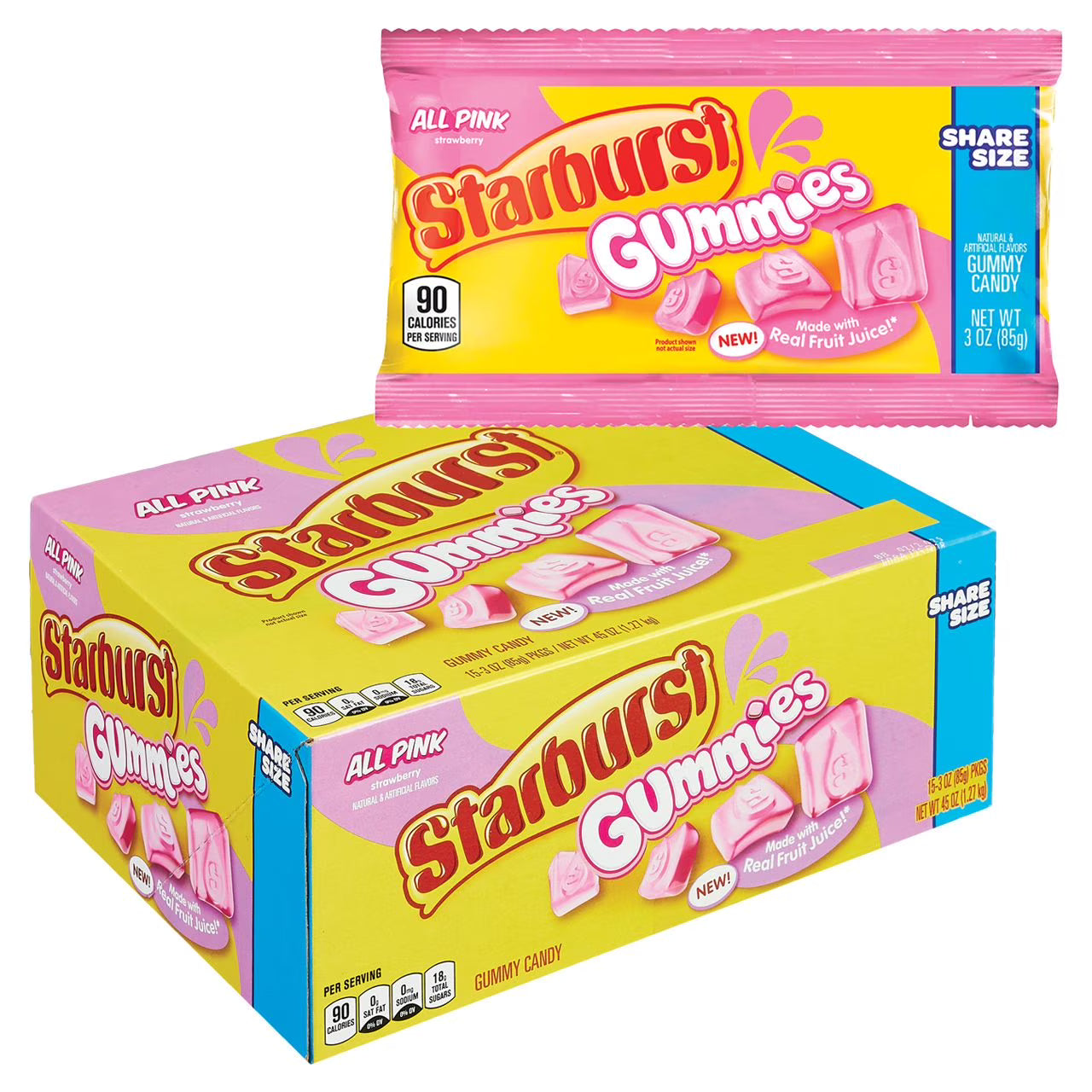 Starburst All Pink Gummies Candy Share Size 85g * 15 Pack