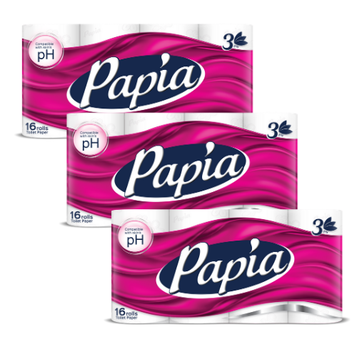 3 x Papia 3ply Toilet Paper 16 Rolls