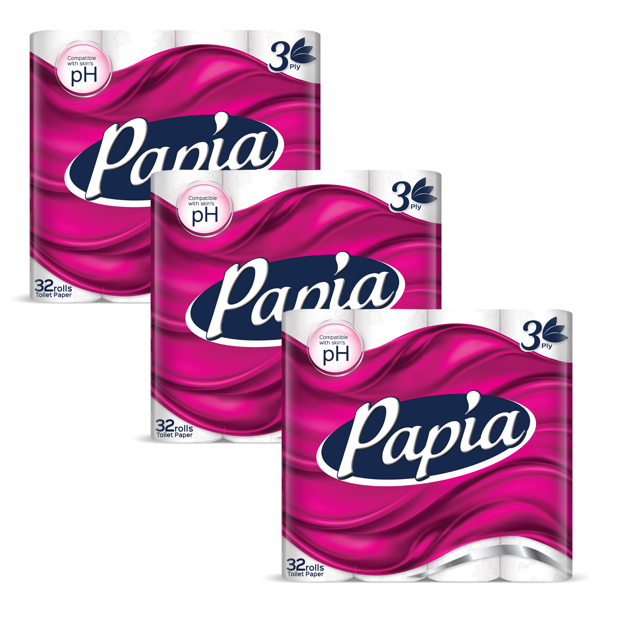 3 x Papia 3ply Toilet Paper 32 Rolls