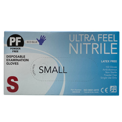 Ultra Feel Disposable Nitrile Gloves Powder Free Eco Blue 100pcs