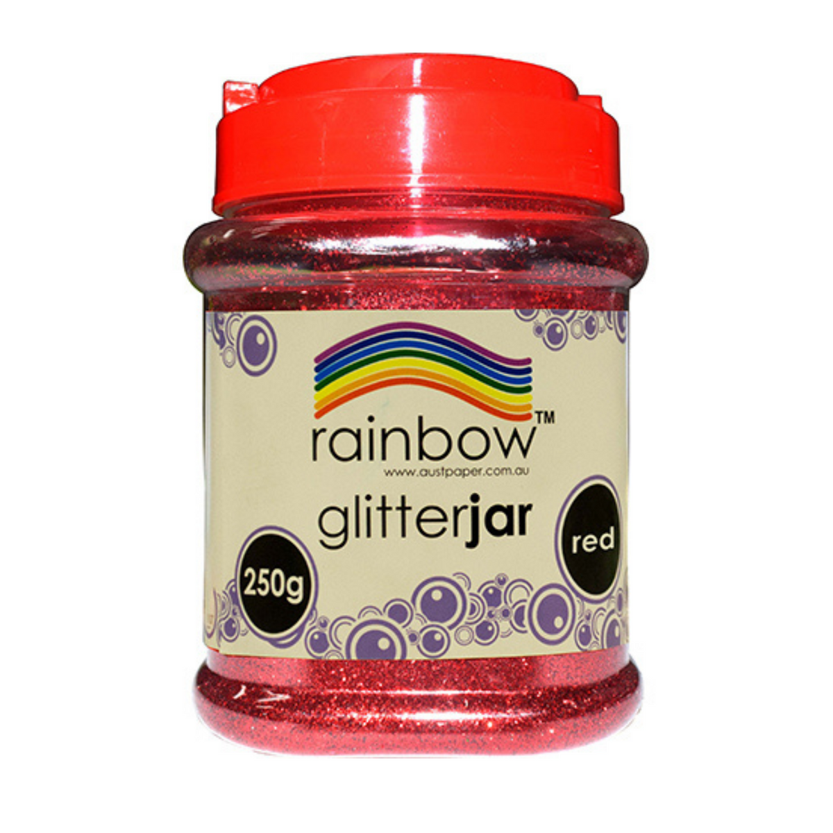 Rainbow Fine Glitter Jar Red 250g