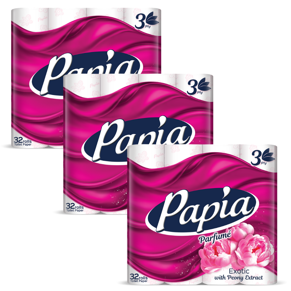 3 x Papia 3ply Exotic Perfume Toilet Paper 32 Rolls