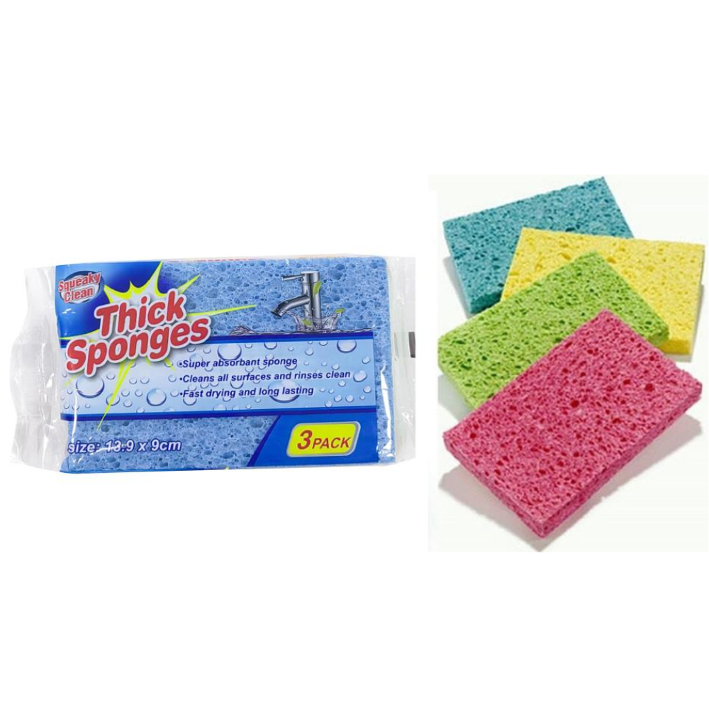Thick Kitchen Sponges 13.9 x 9cm 3 Pack