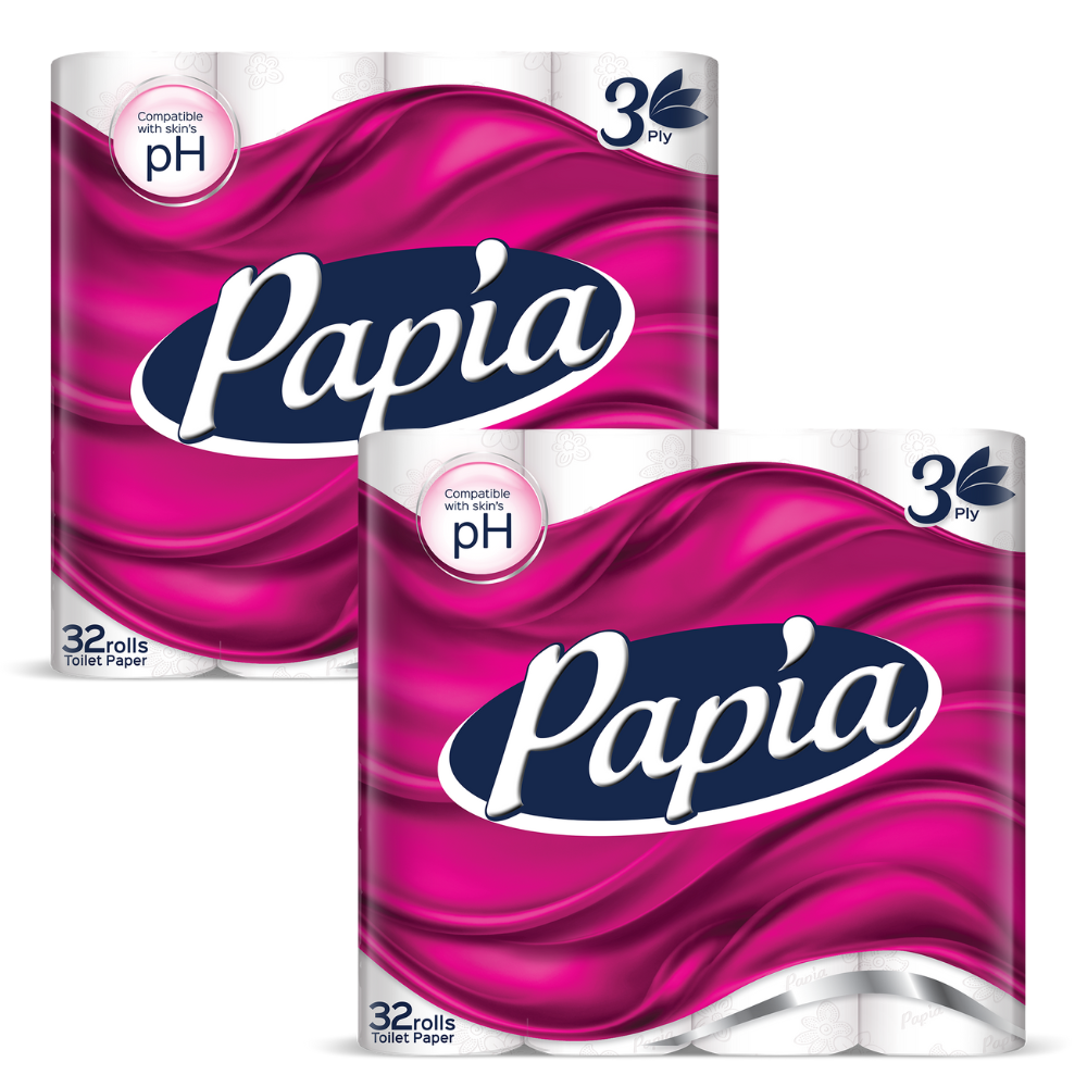 2 x Papia 3ply Toilet Paper 32 Rolls