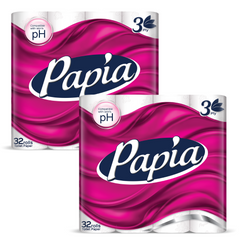 2 x Papia 3ply Toilet Paper 32 Rolls