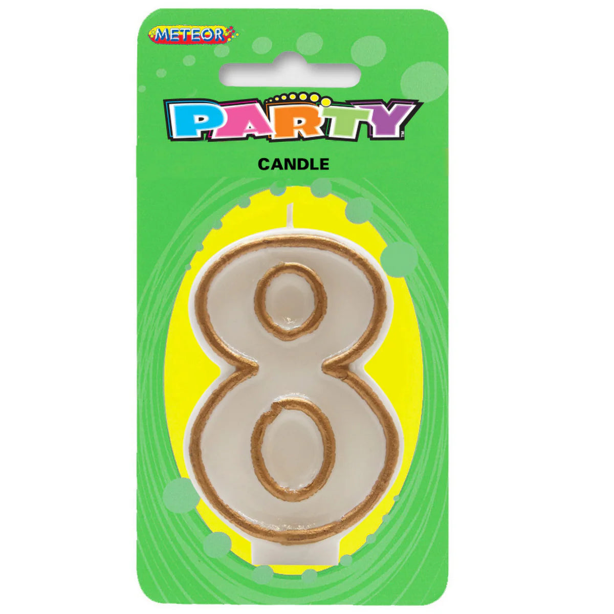 Meteor Party - Numeral Candle 8 Gold