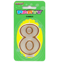 Meteor Party - Numeral Candle 8 Gold