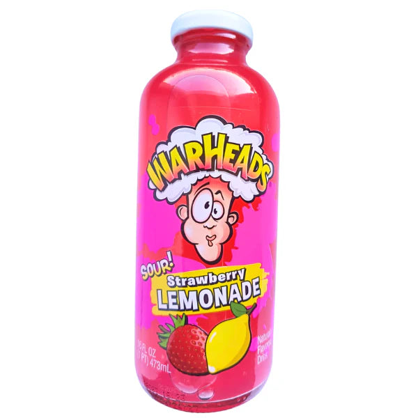 Warheads Strawberry Sour Lemonade Glass Bottle 473ml * 12 Pack