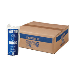 Kitchen Tidy - Bin Liners - 55L HDPE White Bin Bag 50pcs