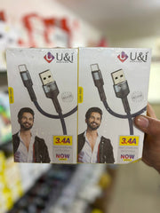 U&I 3.4A Fast Charging Cable USB to Lightning