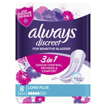 Always Discreet Pads Long Plus 8 Pack