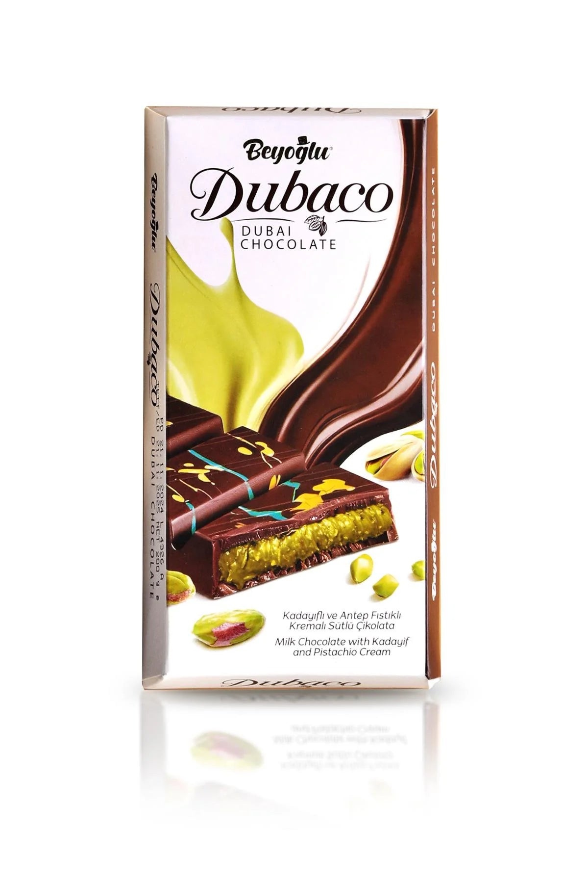 Beyoglu Dubaco milk chocolate with kadayif & pistachio 95g x 6 pack