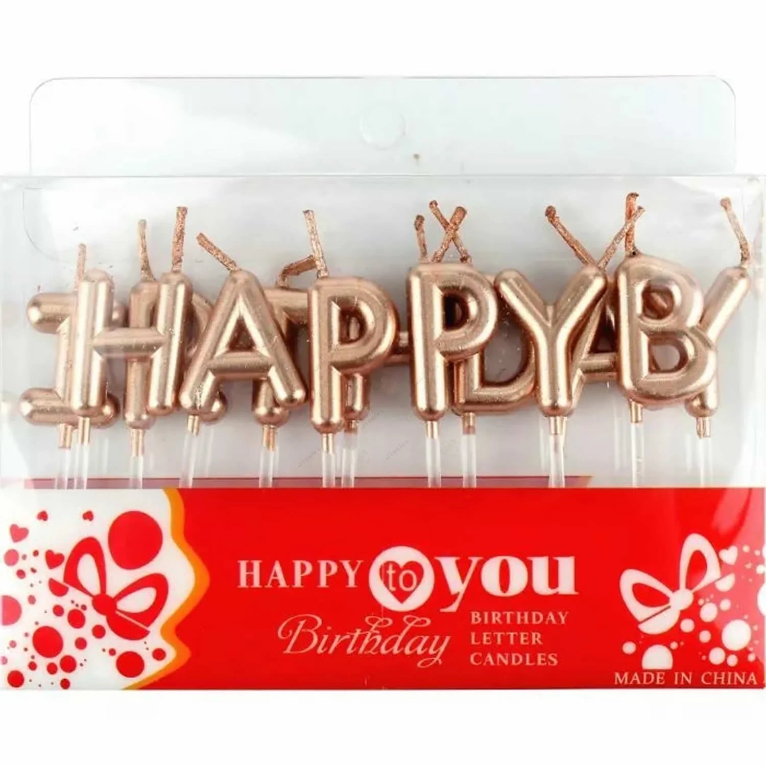 Party Makers - Happy Birth Day Metalic Candle Rose Gold Set