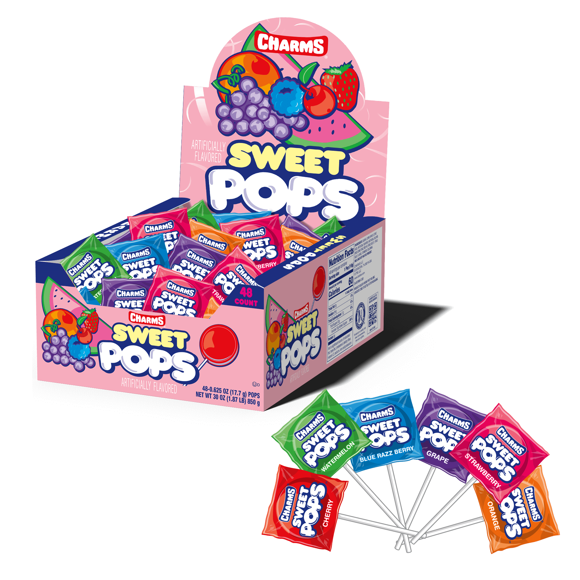 Charms Blow Pop Assorted Sweet Pops Lollipop 48 Pack