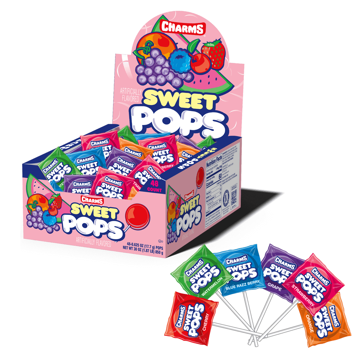 Charms Blow Pop Assorted Sweet Pops Lollipop 48 Pack