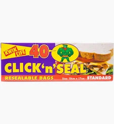 Kwik Life Pk40 Click N Seal Resealable Bags 18cm x 17cm