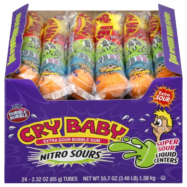 Cry Baby Nitro Sours Gumballs Tube 9ct x 24