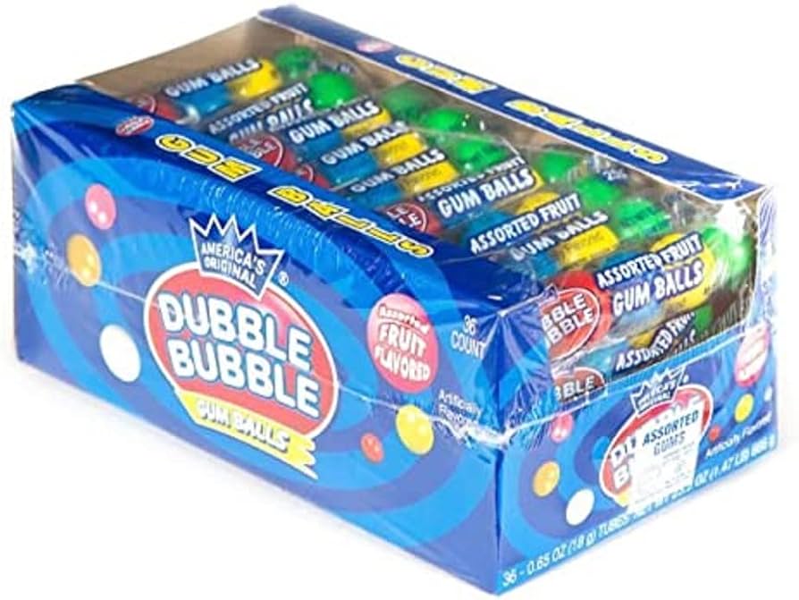 Dubble Bubble Assorted Fruit Gumball Tube 18g * 36 Pack