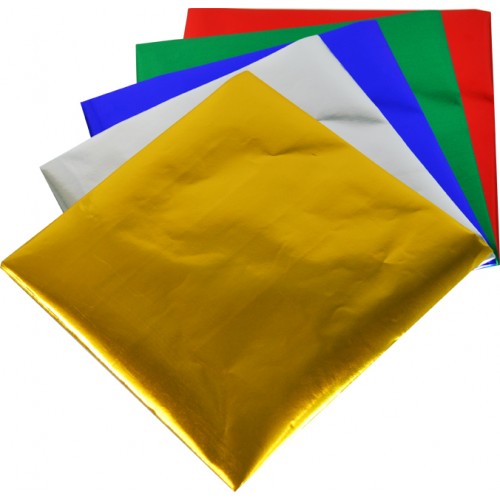Rainbow Premium Decorative Foil Squares 85GSM Single Sided 250mm 100 Sheets Per PVC Box Assorted