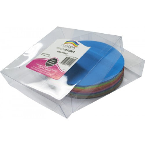 Rainbow Premium Glossy Paper Kinder Circles 84GSM Single Sided 180mm 500 Sheets Per PVC Box Assorted