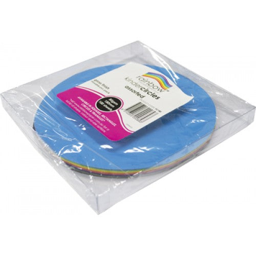 Rainbow Premium Glossy Paper Kinder Circles 84GSM Single Sided 180mm 100 Sheets Per PVC Box Assorted