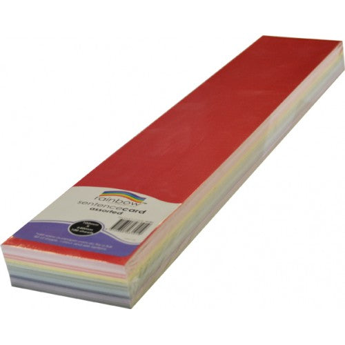 Rainbow Coloured Sentence Card 290gsm 640mm X 102mm 100 Sheets Assorted.