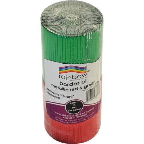 Rainbow Metallic Corrugated Border Roll 60mm X 10m