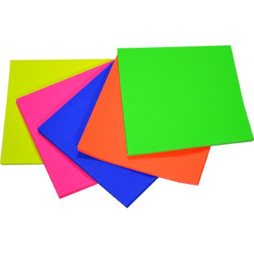 Rainbow Premium Fluro Paper Squares 85GSM Single Sided 125mm 100 Sheets Per PVC Box Assorted