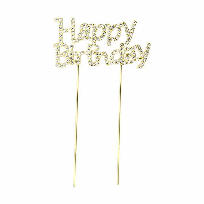 Party Makers Happy Birthday Cake Topper Gold