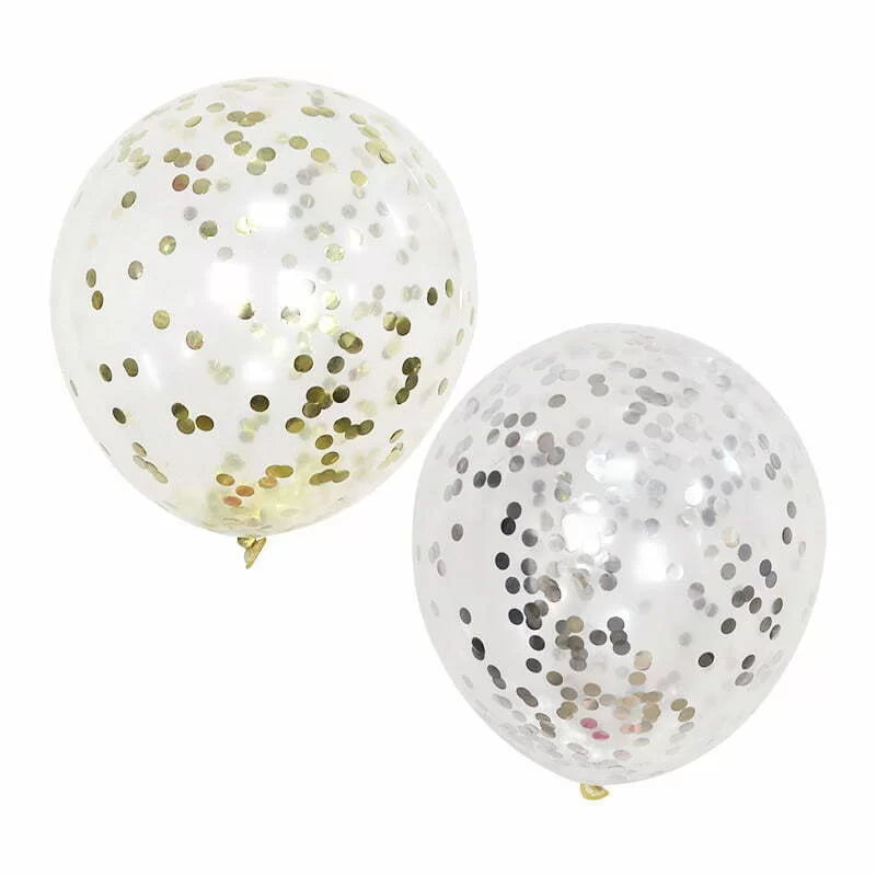 Party Makers - Gold/Silver Confetti Balloons 6pcs