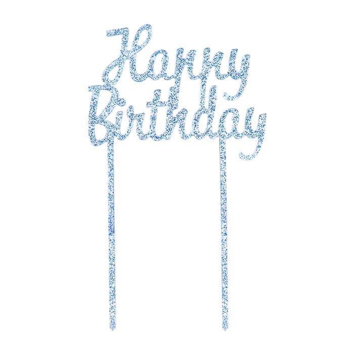 Party Makers Happy Birthday Cake Topper Glitter Blue