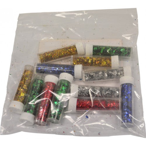 Rainbow Glitter Vials Assorted – 12 Pack