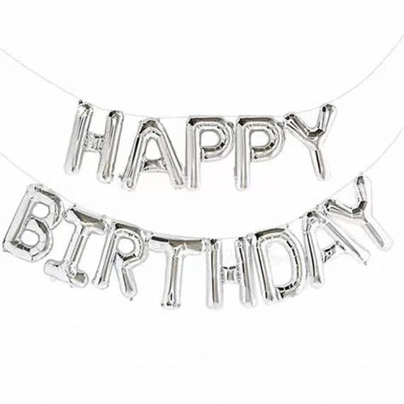 Party Makers Happy Birthday Silver Foil Balloon Kit 1x
