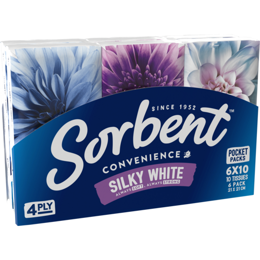 Sorbent Silky White Facial Tissues 6 * 10